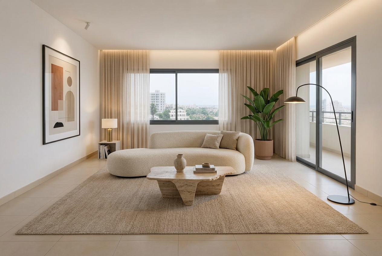 Salon contemporain après transformation